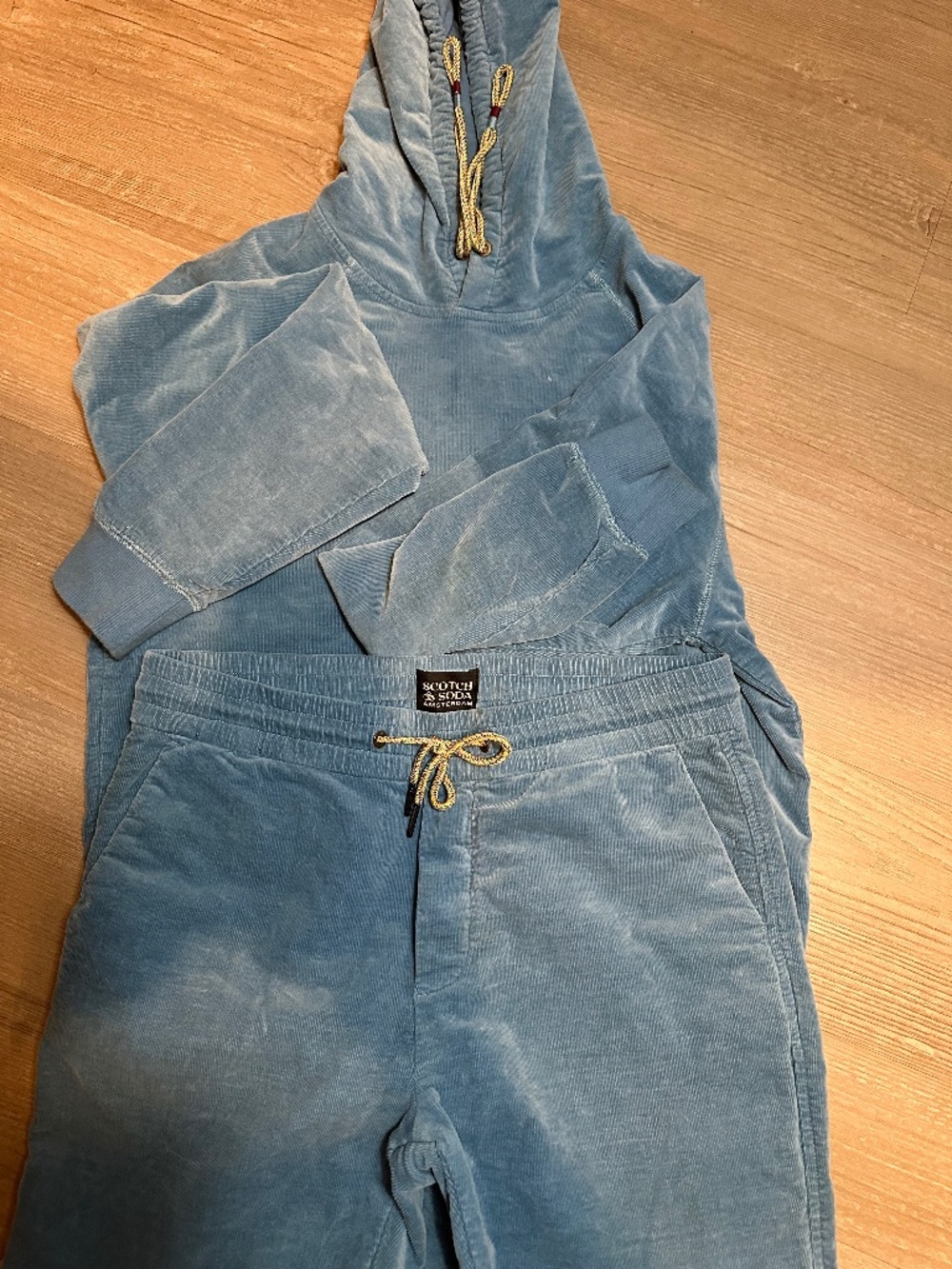 Scotch & Soda Men’s M Blue Corduroy Hoodie Jogger Pants Matching Tracksuit Set